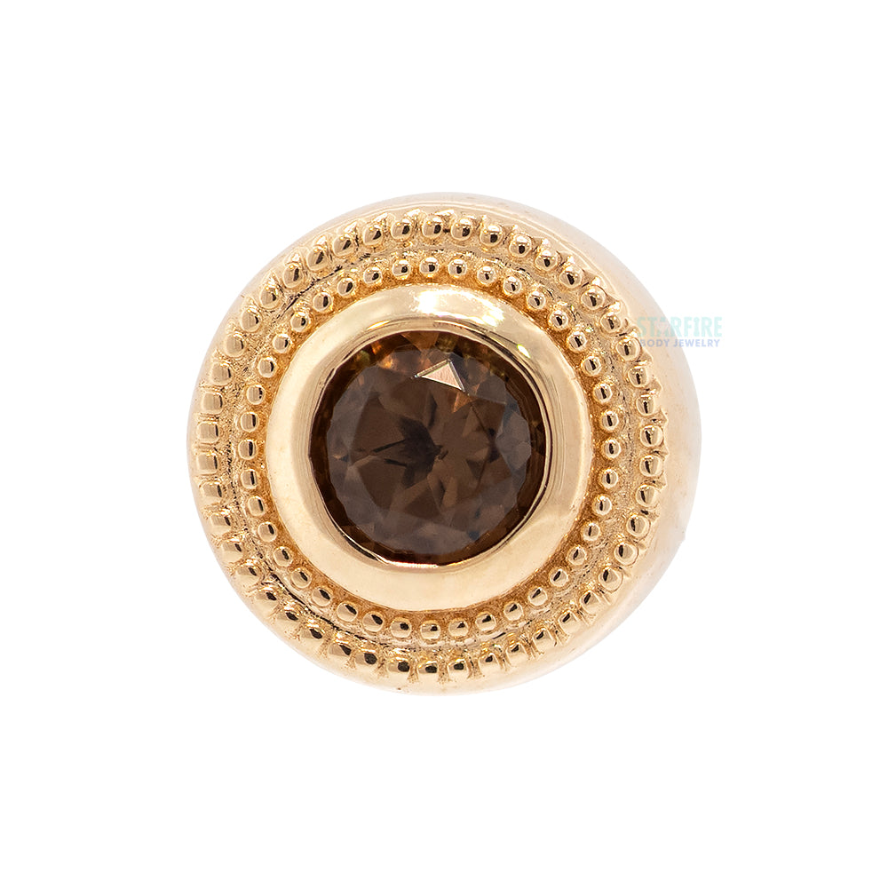 Milgrain Threaded End in Gold with Smoky Quartz