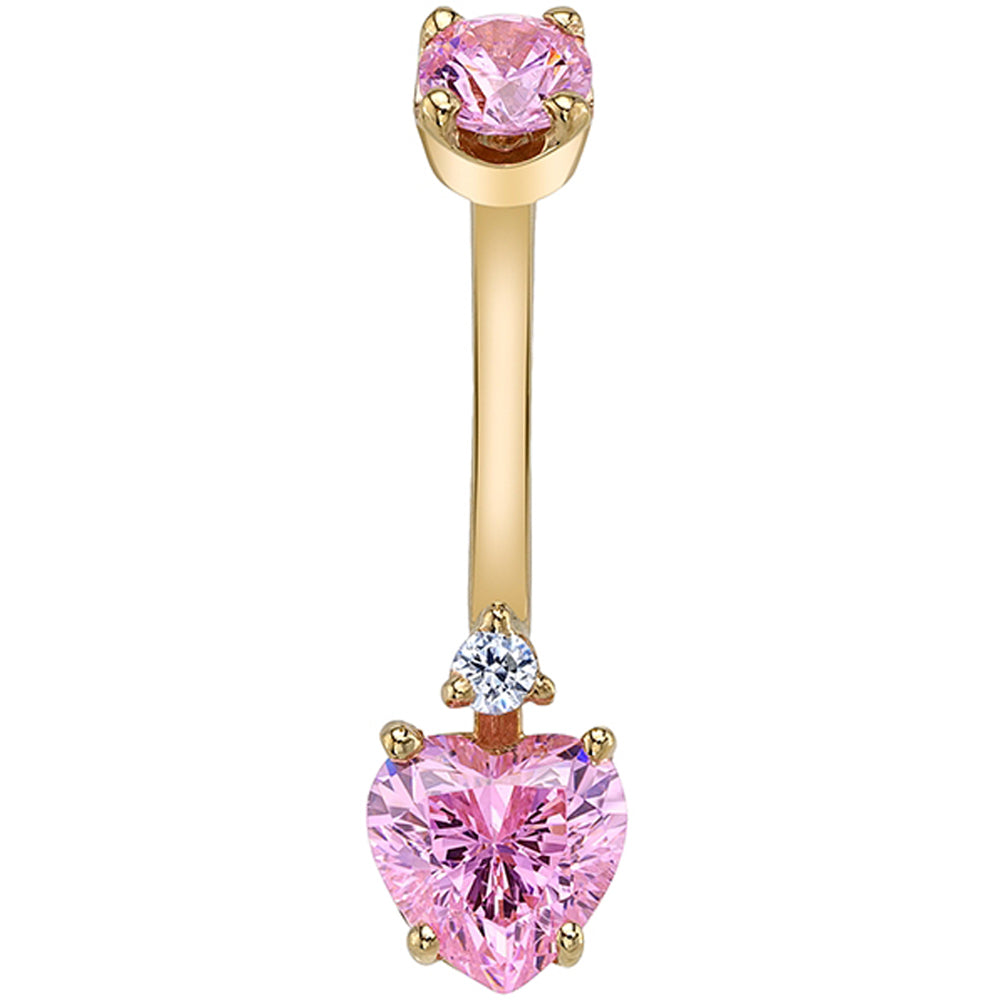 "Respect" Navel Curve in Gold & Platinum with Pink CZ & White CZ