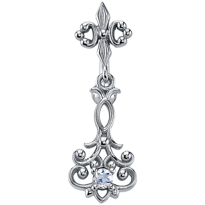 "Ascott" Reverse Dangle Navel Curve in Gold & Platinum with White CZ