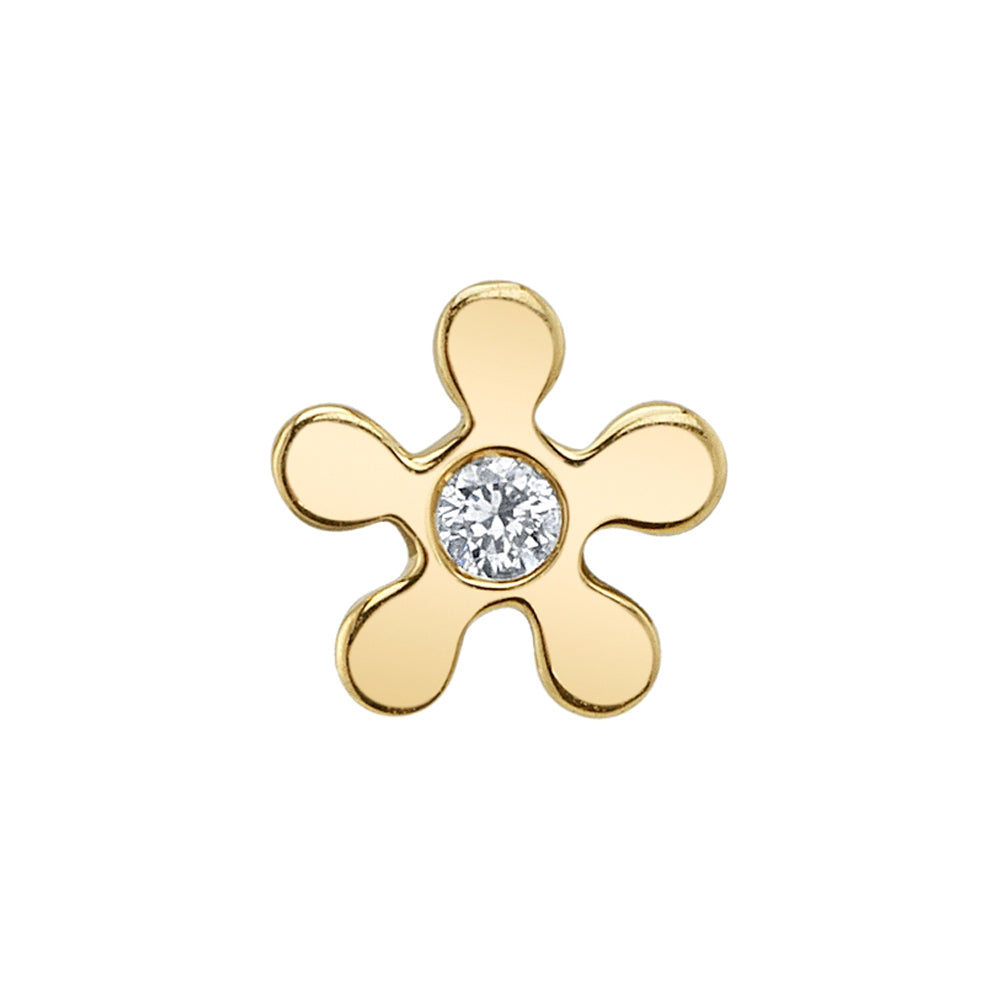 Flat Daisy Threaded End in Gold & Platinum with White CZ