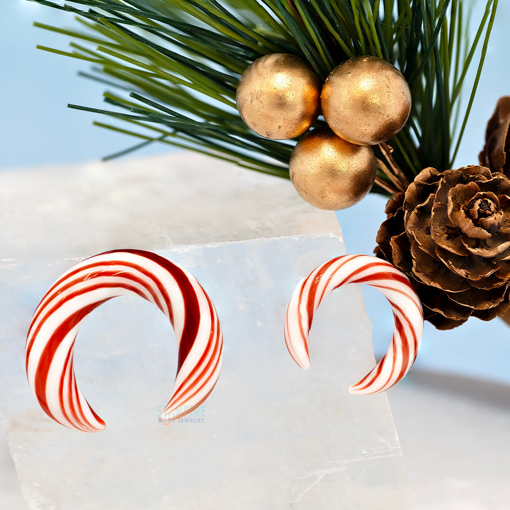 Glass Septum Pincher - Candy Cane