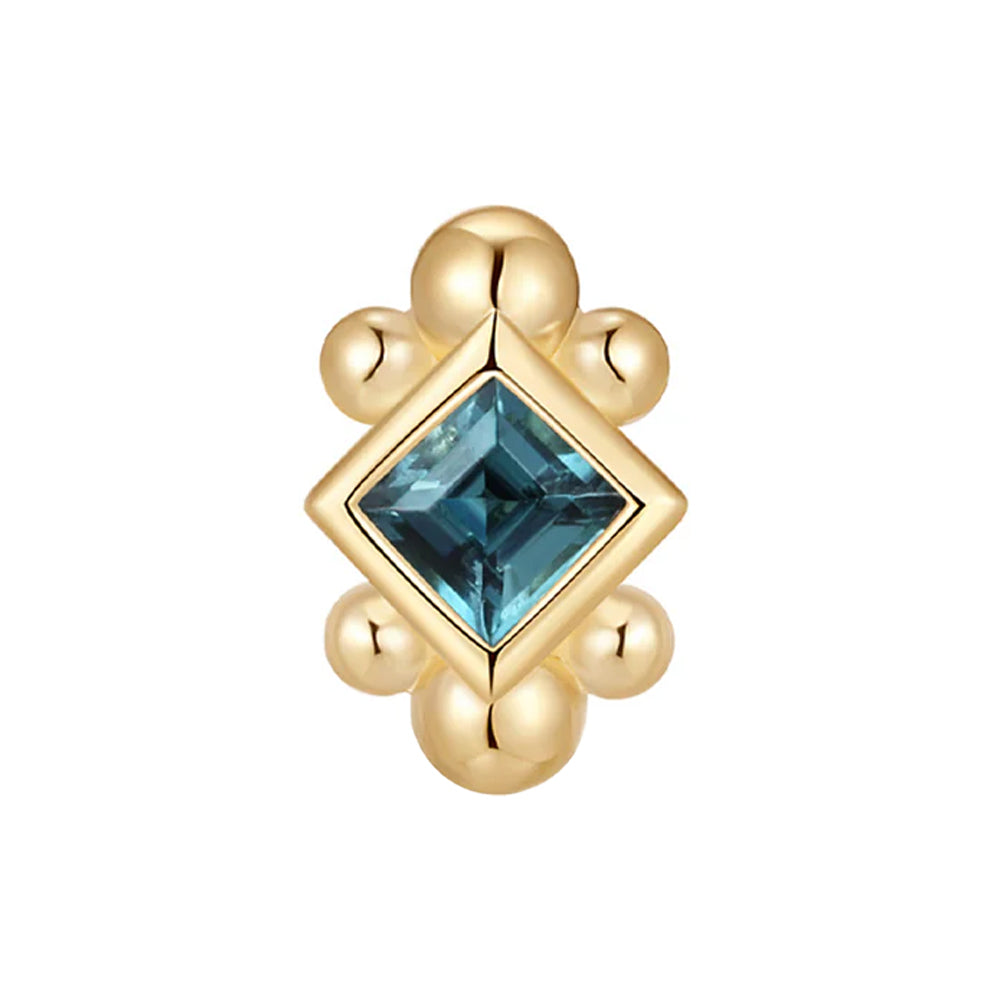 threadless: "Square Up" End in Gold with Blue Tourmaline
