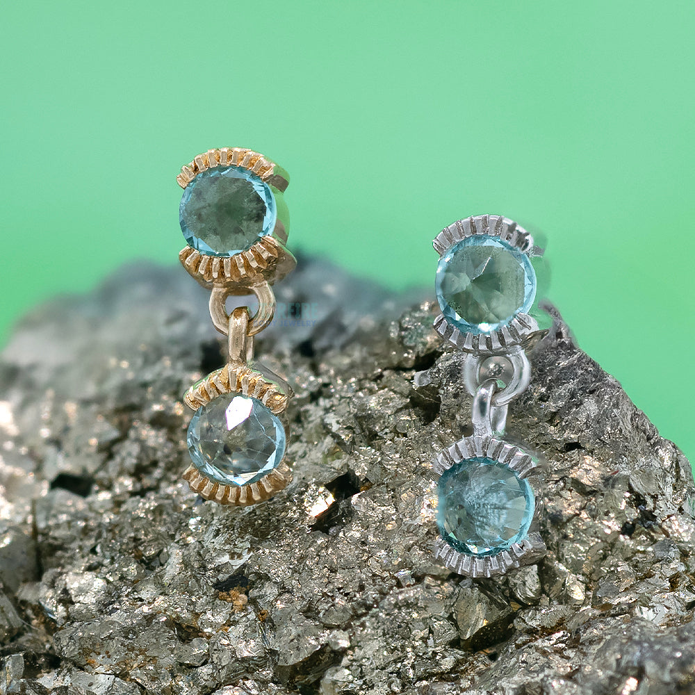 threadless: "Tonic" End with Dangle in Gold with Blue Tourmaline