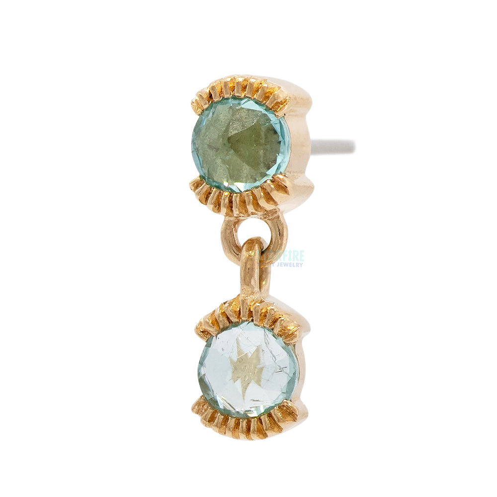 threadless: "Tonic" End with Dangle in Gold with Blue Tourmaline