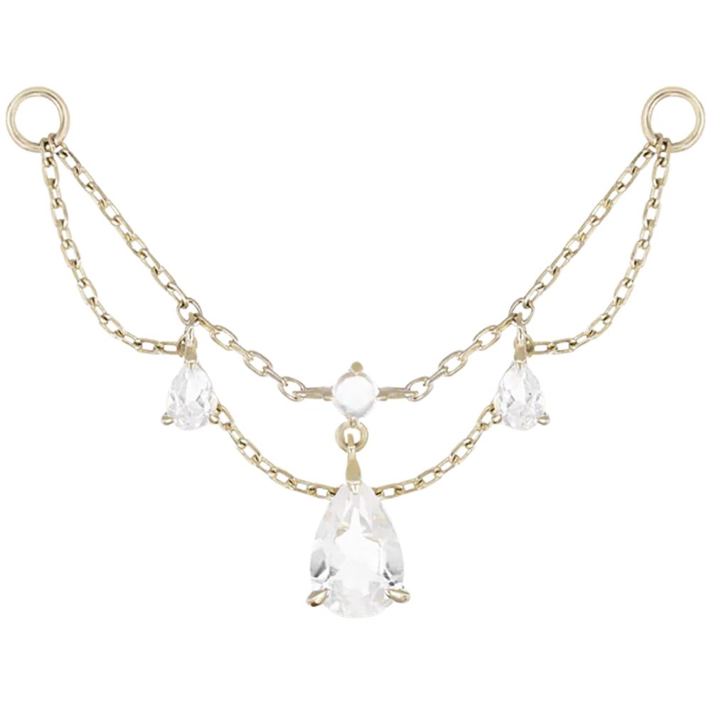 "Penelope" Chain Attachment in Gold with White Topaz