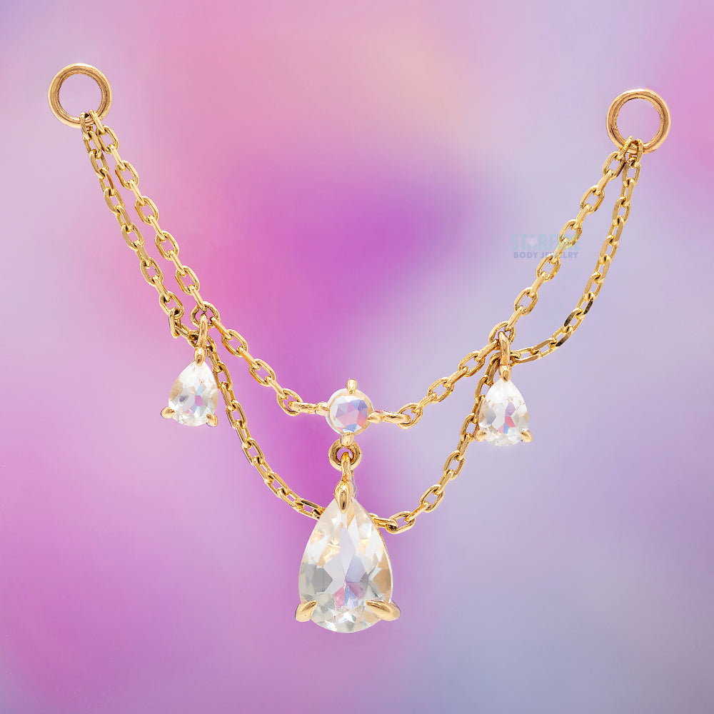 "Penelope" Chain Attachment in Gold with White Topaz