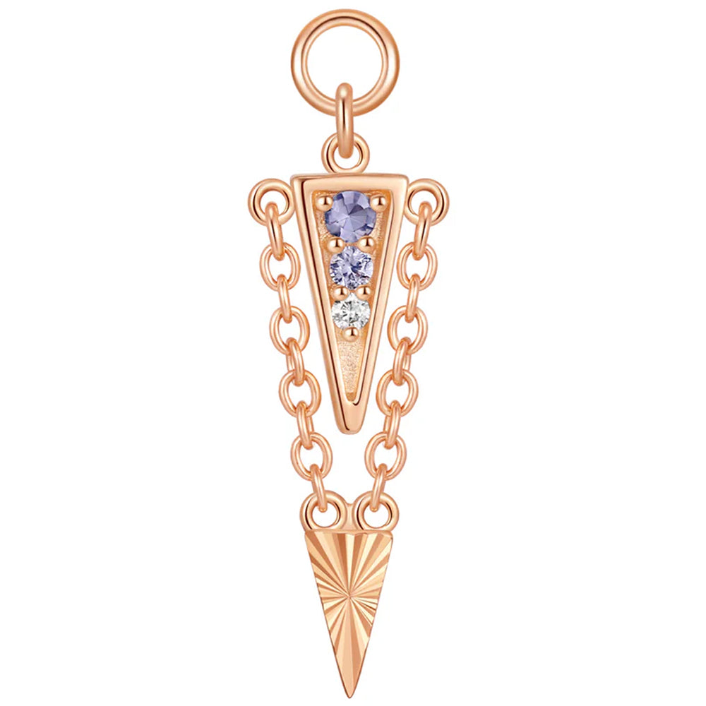 "Manifest" Charm in Gold with Iolite, Tanzanite & White Diamond