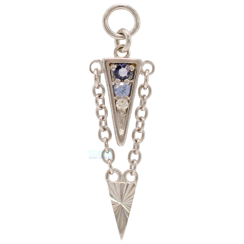 "Manifest" Charm in Gold with Iolite, Tanzanite & White Diamond