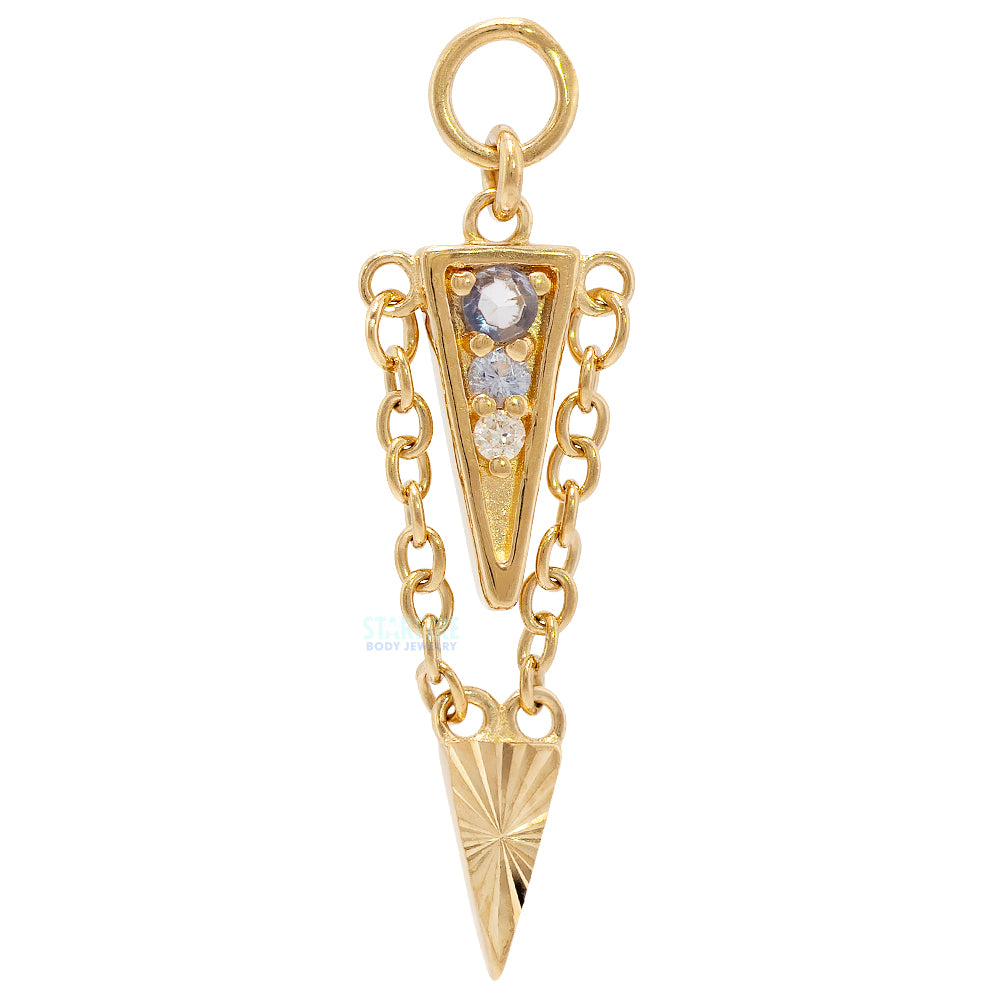 "Manifest" Charm in Gold with Iolite, Tanzanite & White Diamond
