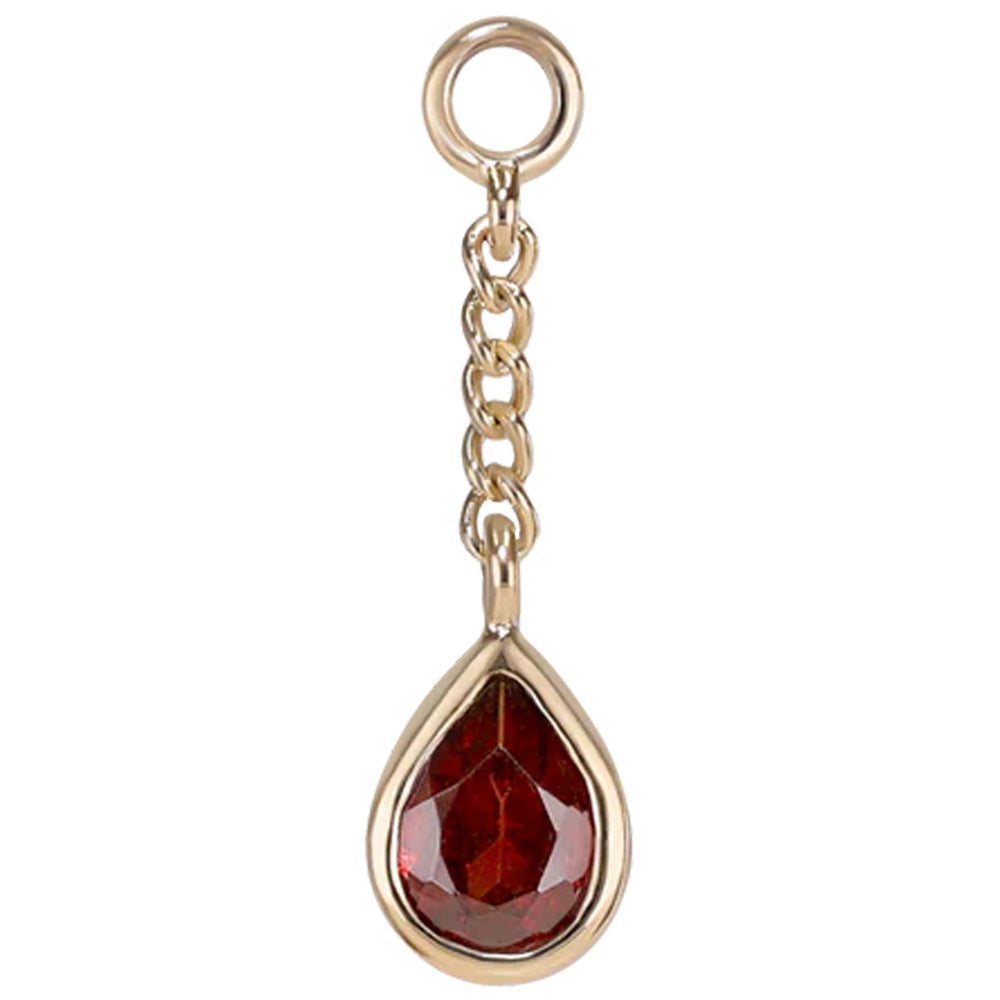 "Juno" Chain Charm in Gold with Gemstone