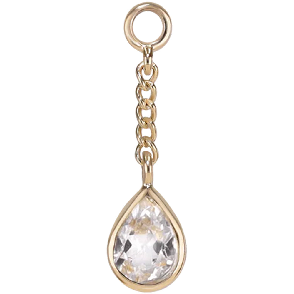 "Juno" Chain Charm in Gold with Gemstone