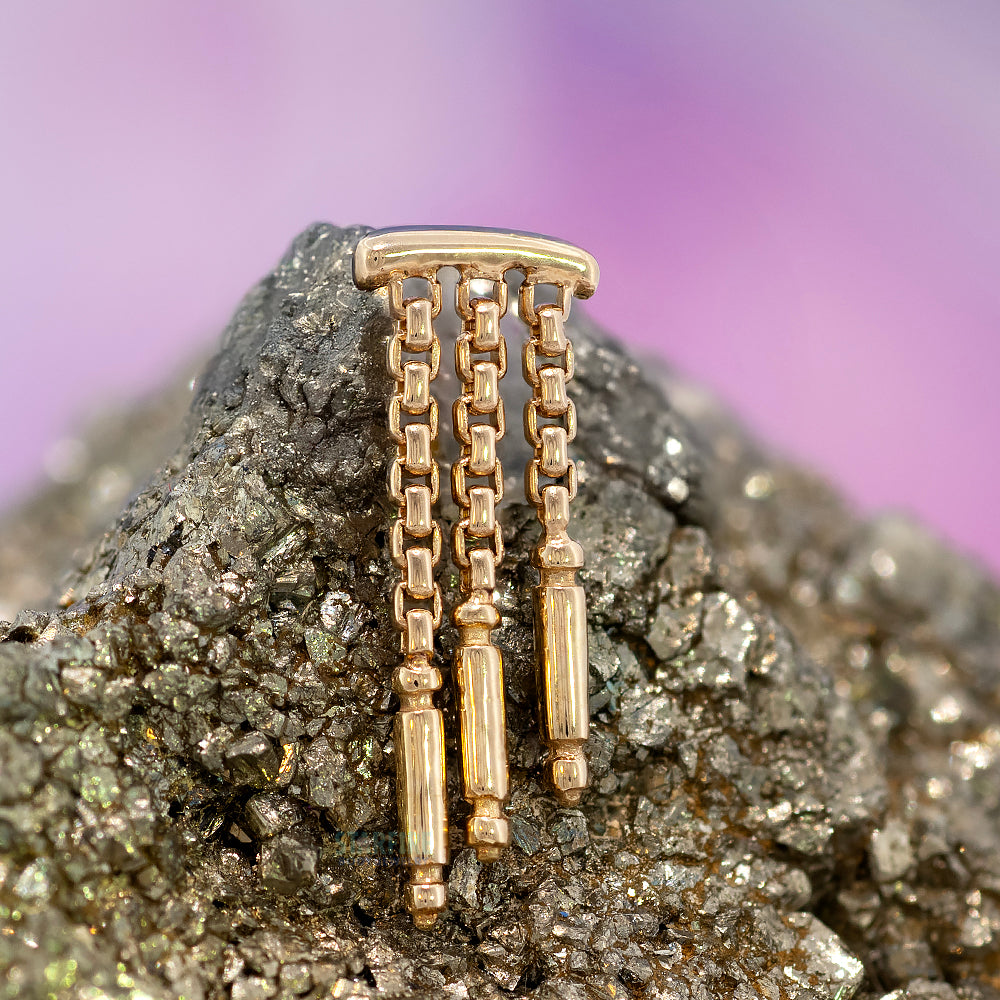 threadless: "Rhythm" Hidden Helix End with Chains in Gold