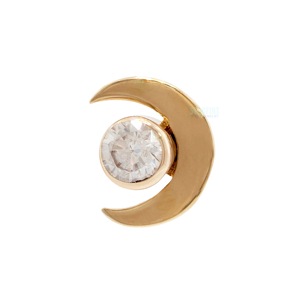 threadless: Moon & Bezel Pin in Gold with Faceted Gem