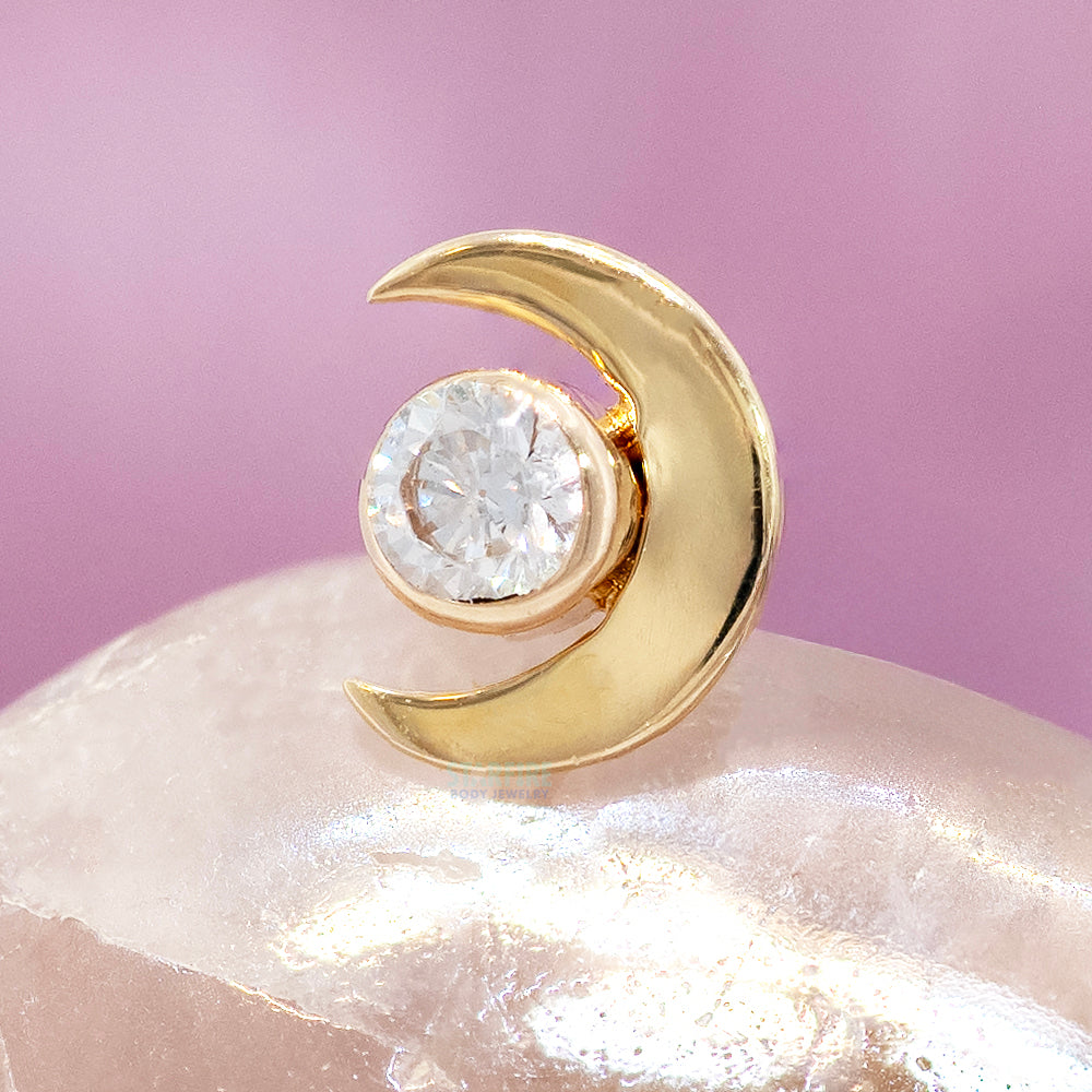 threadless: Moon & Bezel Pin in Gold with Faceted Gem
