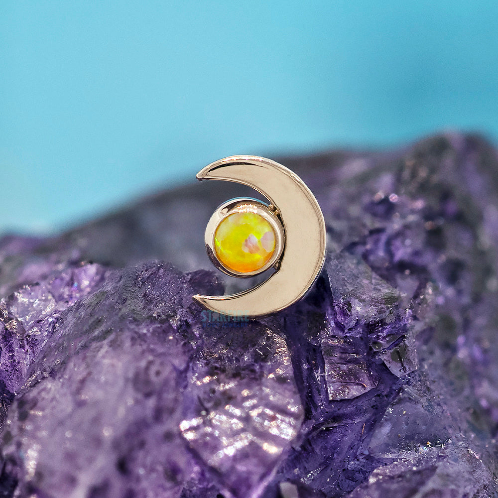 threadless: Moon & Bezel Pin in Gold with Opal