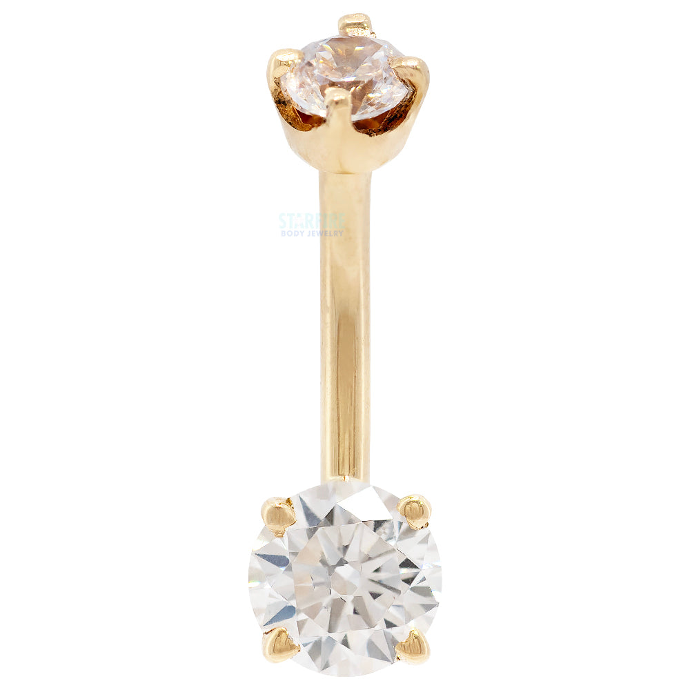 Round Faceted Gem Navel Curve in Gold