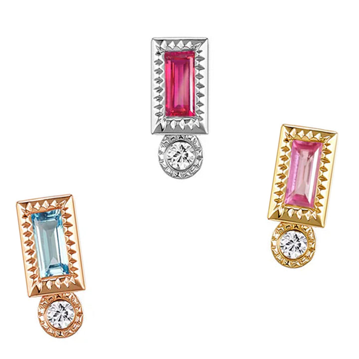 threadless: "Bodhi" Baguette End in Gold with Colored Genuine Gemstones