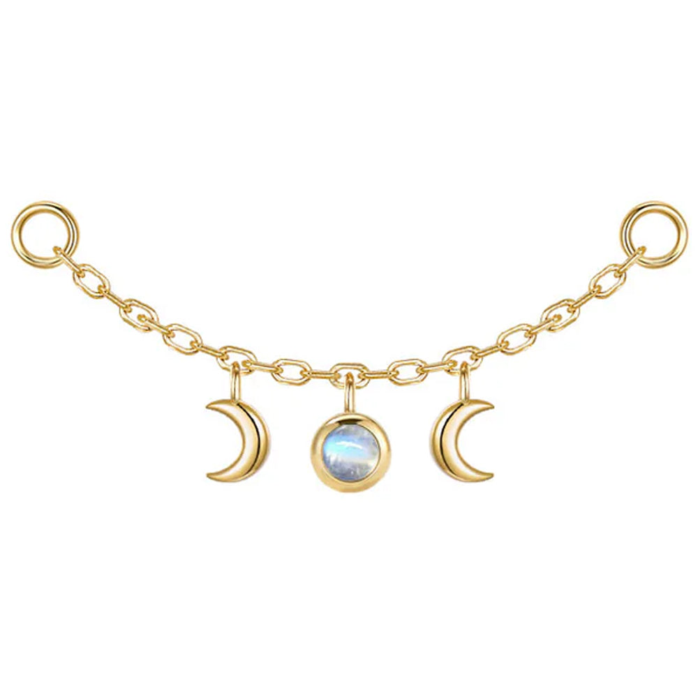 "Moonfall" Chain Attachment in Gold with Moonstone