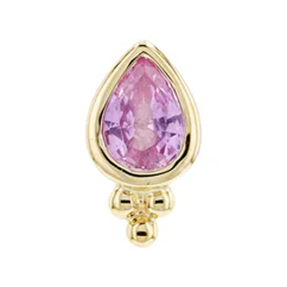 threadless: "Lex" Pear End in Gold with Genuine Gemstone