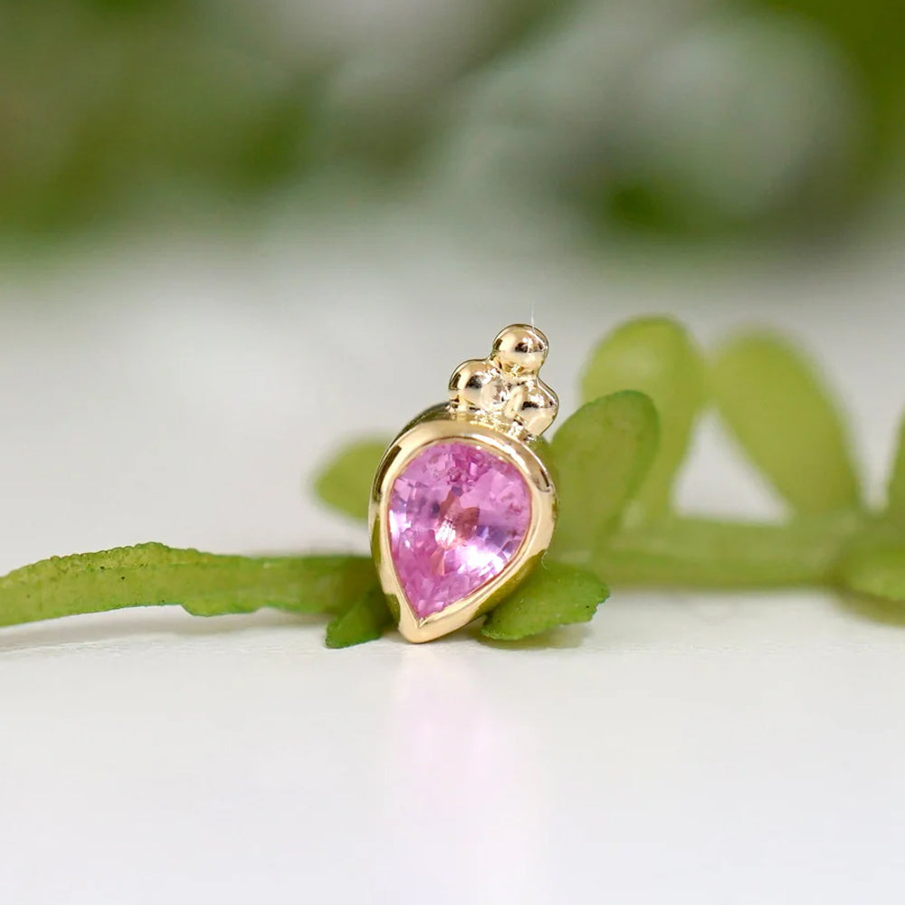 threadless: "Lex" Pear End in Gold with Genuine Gemstone