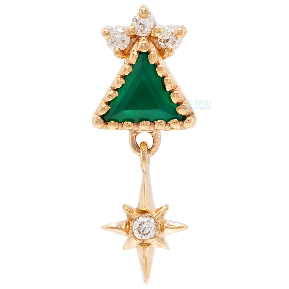threadless: "Solstice" End in Gold with Green Chalcedony & Diamonds