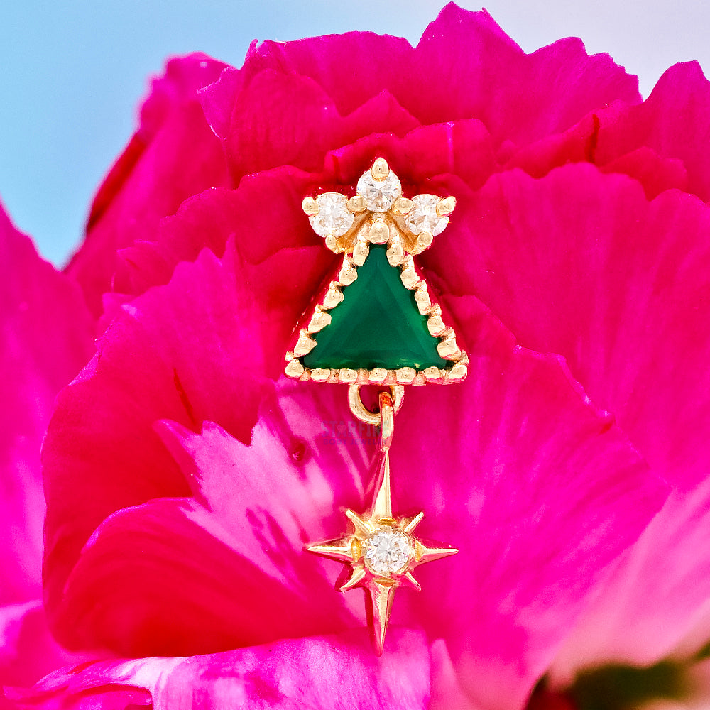 threadless: "Solstice" End in Gold with Green Chalcedony & Diamonds