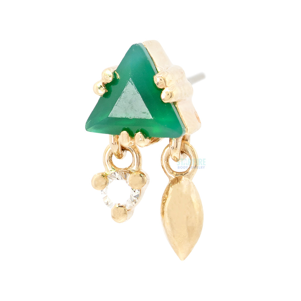 threadless: "Erysse" End in Gold with Green Chalcedony & Diamond