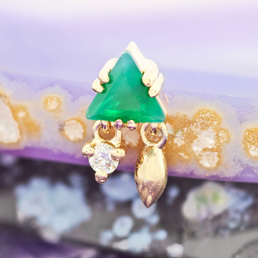 threadless: "Erysse" End in Gold with Green Chalcedony & Diamond