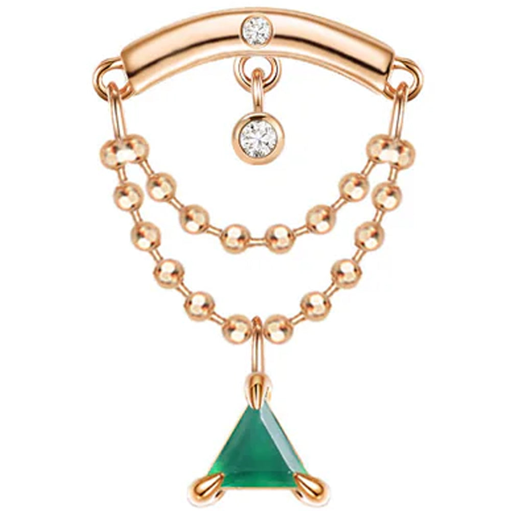 threadless: "Green Flow" Hidden Helix End with Chains in Gold with Green Chalcedony & Diamonds