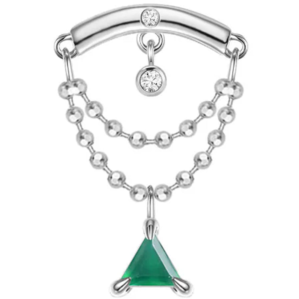 threadless: "Green Flow" Hidden Helix End with Chains in Gold with Green Chalcedony & Diamonds