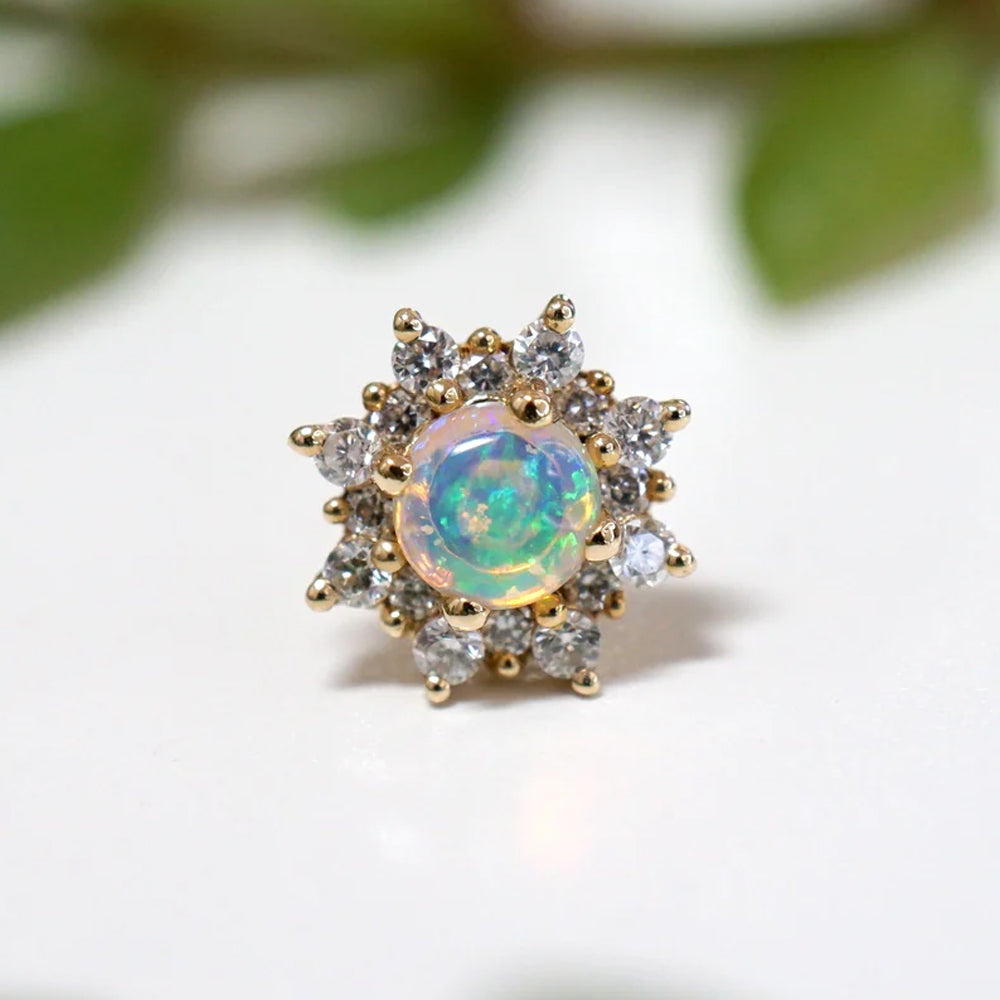 threadless: "Vesta" End in Gold with Opal & Diamonds