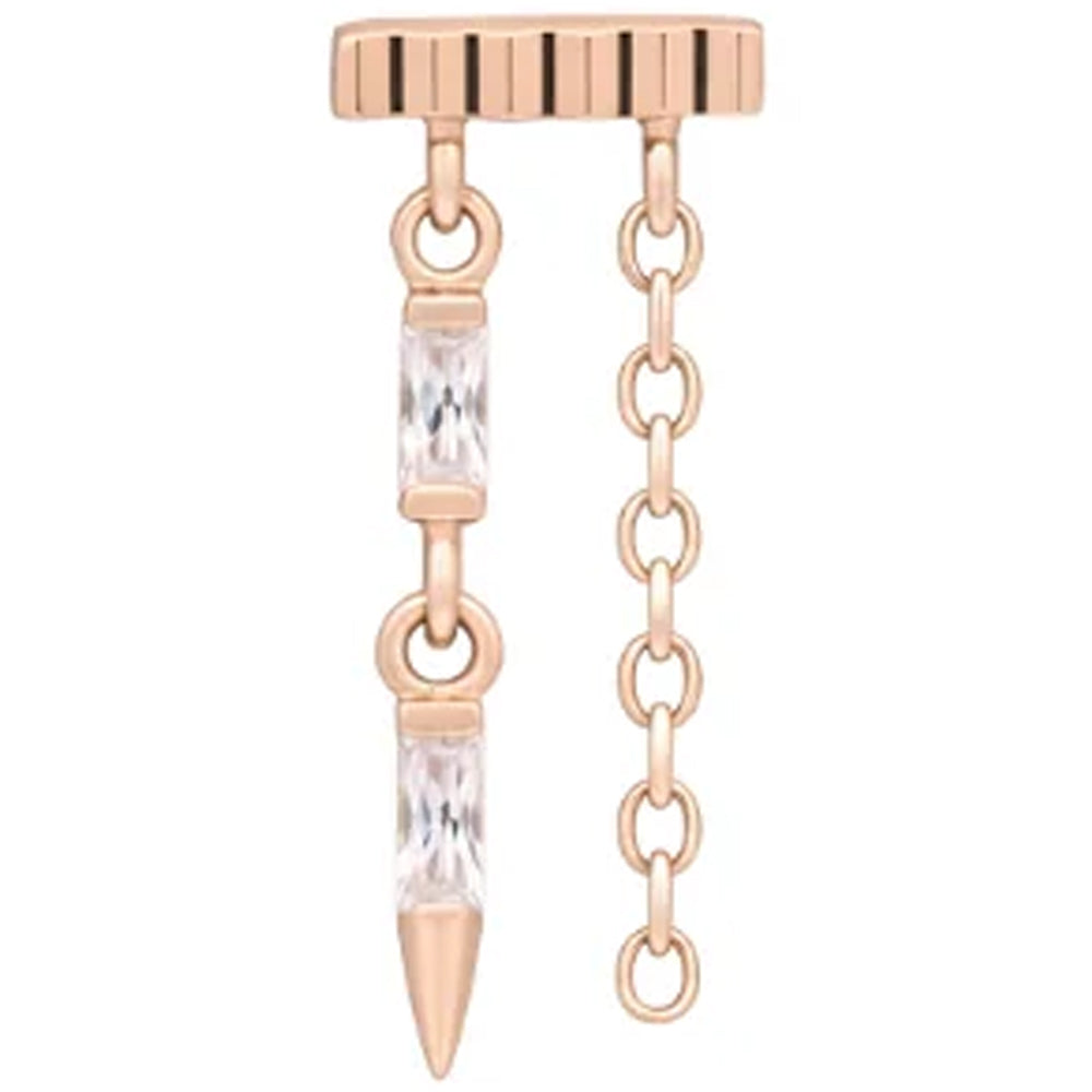 threadless: "Double Vision" Hidden Helix End with Chain in Gold with CZ's