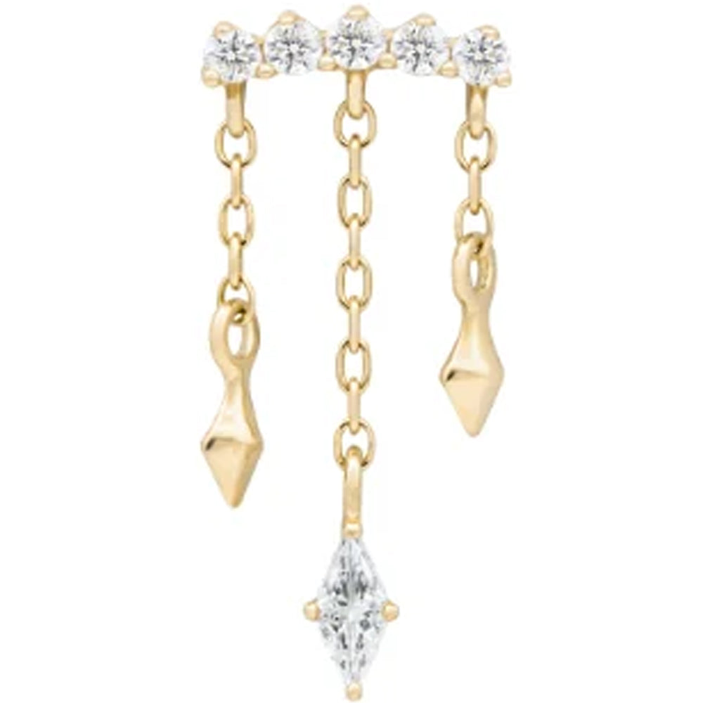 threadless: "Forward Motion" Hidden Helix End with Chains in Gold with CZ's