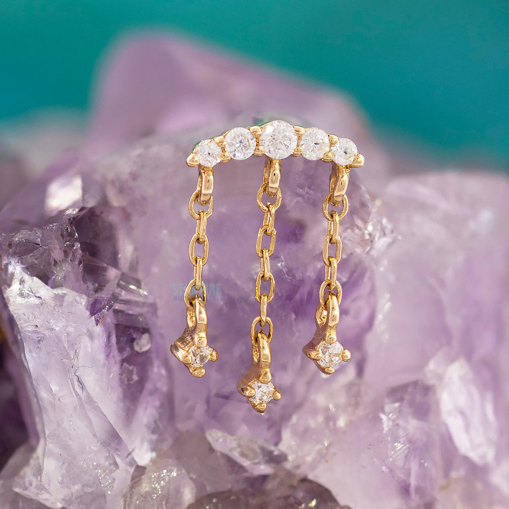 threadless: "Moving On" Hidden Helix End with Chains in Gold with CZ's