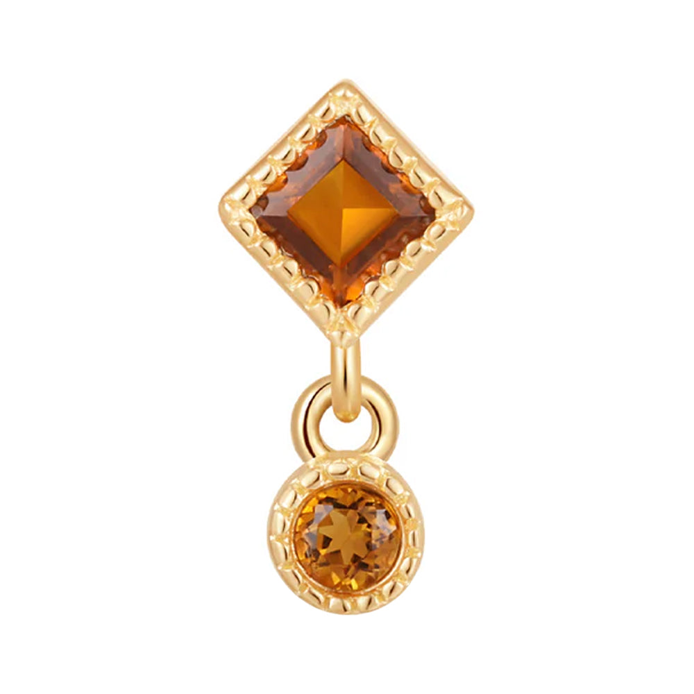 threadless: "Trellis" End with Dangle in Gold with Madeira Citrine