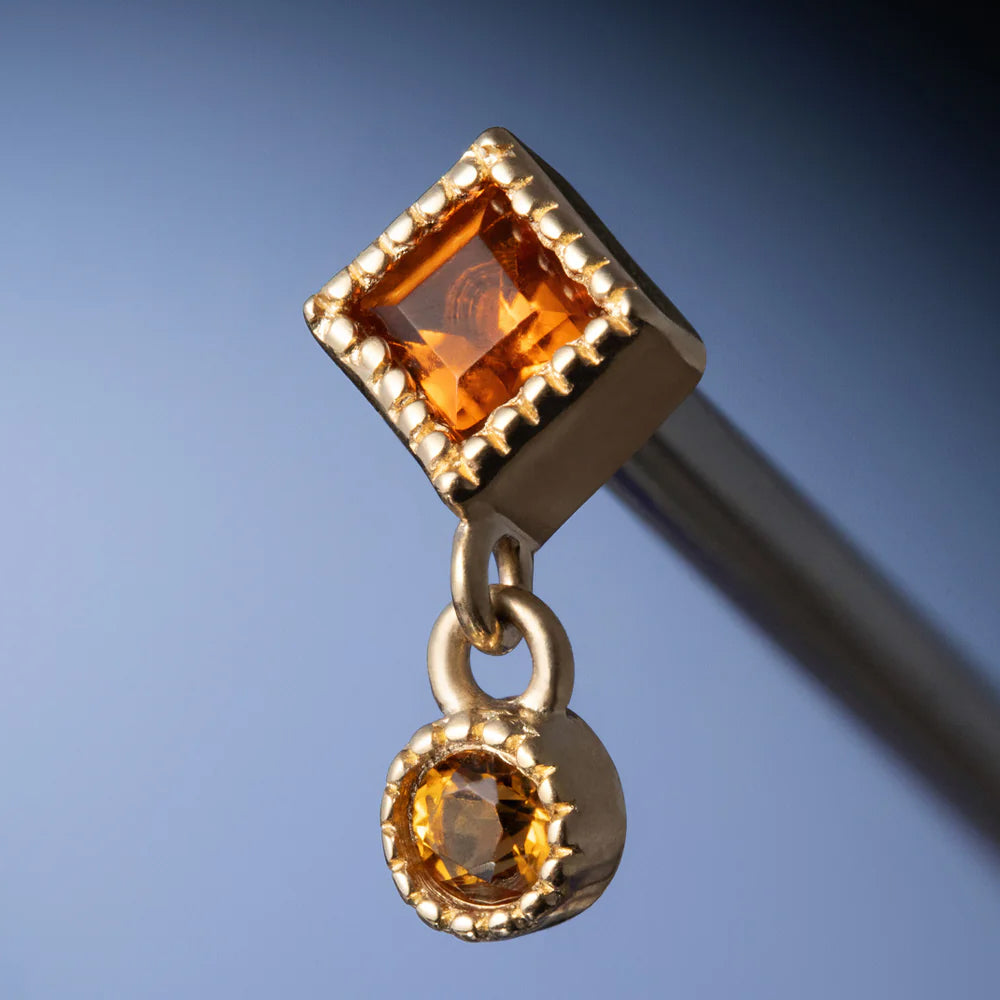 threadless: "Trellis" End with Dangle in Gold with Madeira Citrine