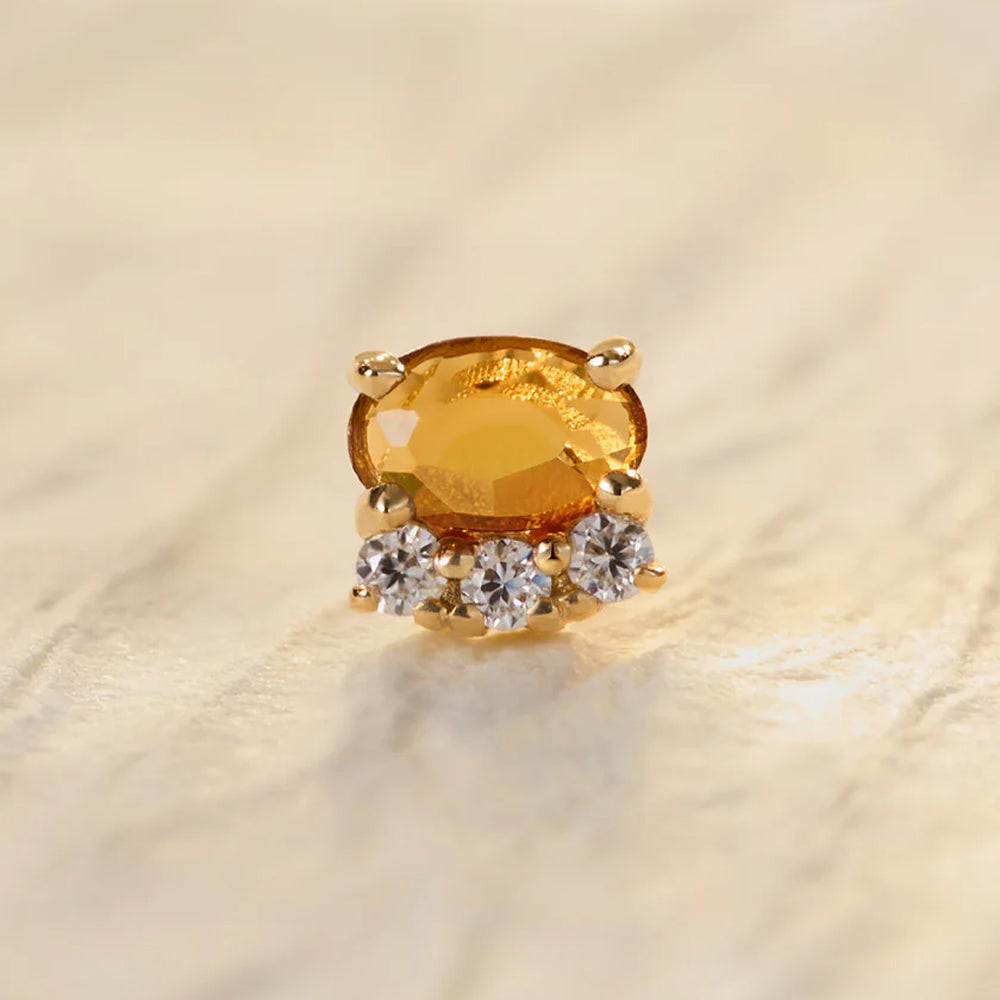 threadless: "Nectar" End in Gold with Madeira Citrine & Moissanites