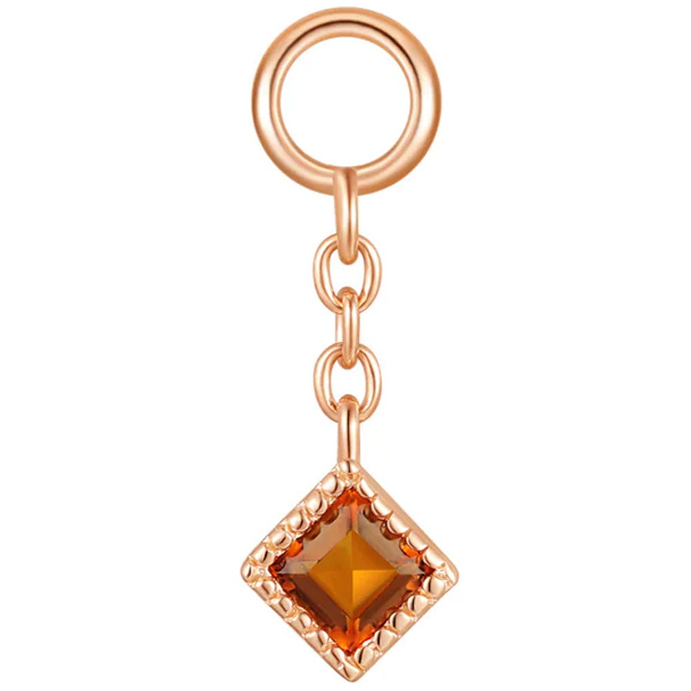 "Haven" Chain Charm in Gold with Madeira Citrine