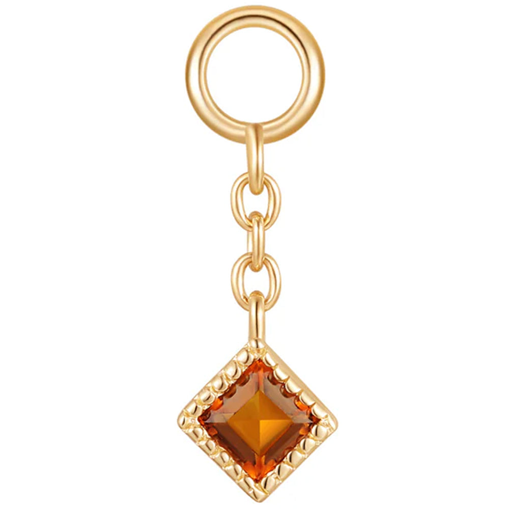 "Haven" Chain Charm in Gold with Madeira Citrine