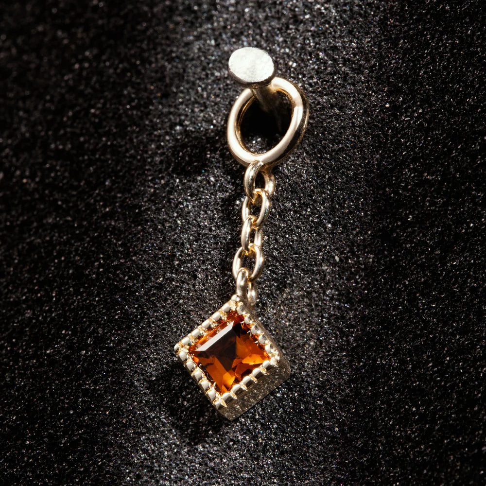 "Haven" Chain Charm in Gold with Madeira Citrine