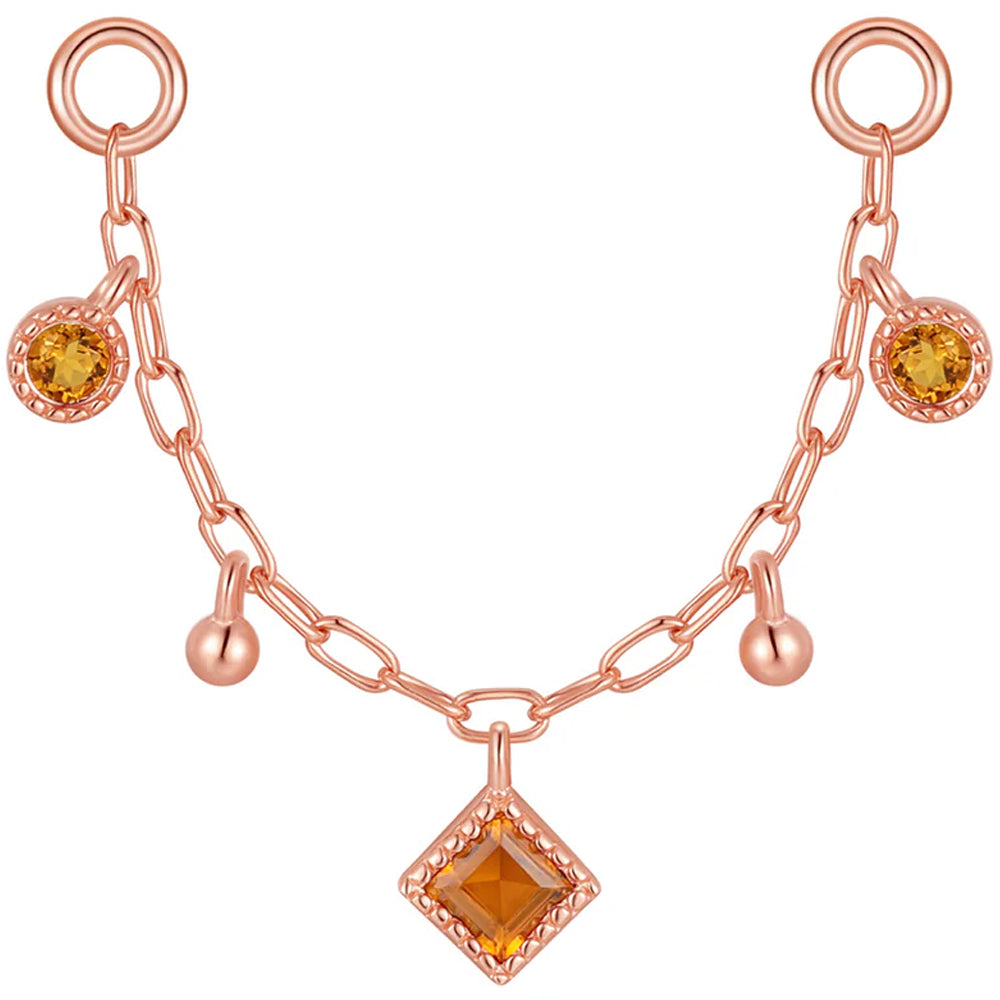 "Keepsake" Chain Attachment in Gold with Madeira Citrine