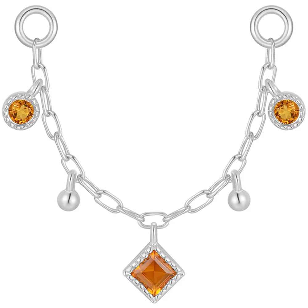 "Keepsake" Chain Attachment in Gold with Madeira Citrine