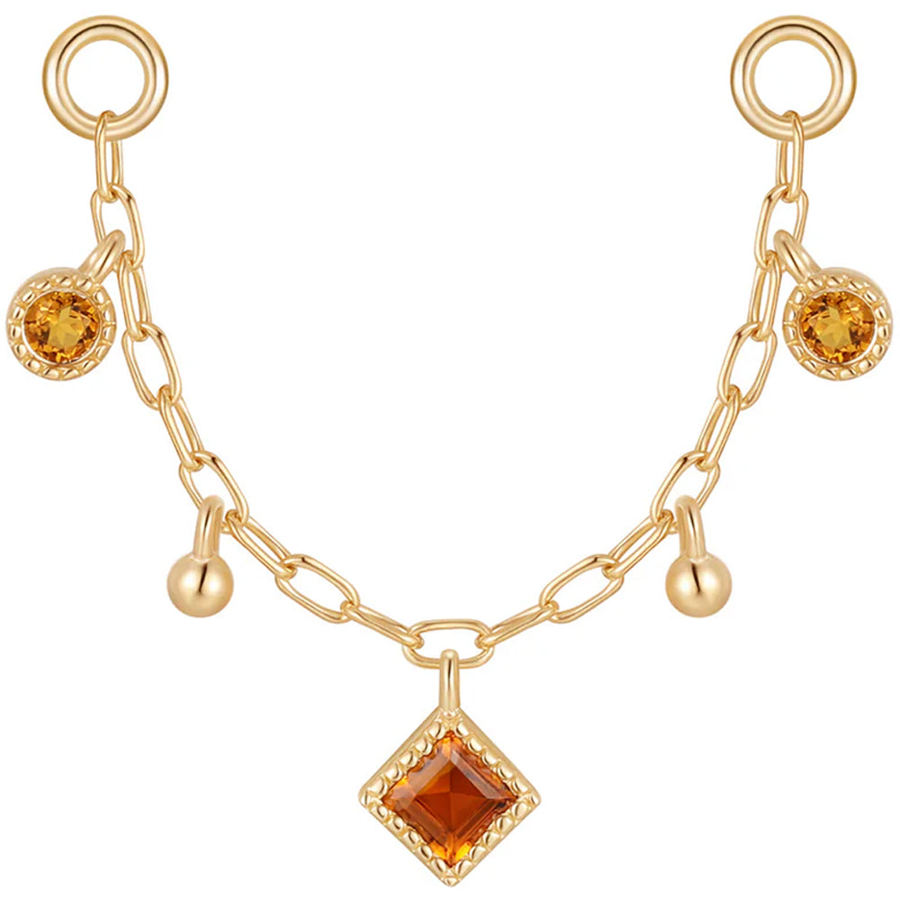 "Keepsake" Chain Attachment in Gold with Madeira Citrine