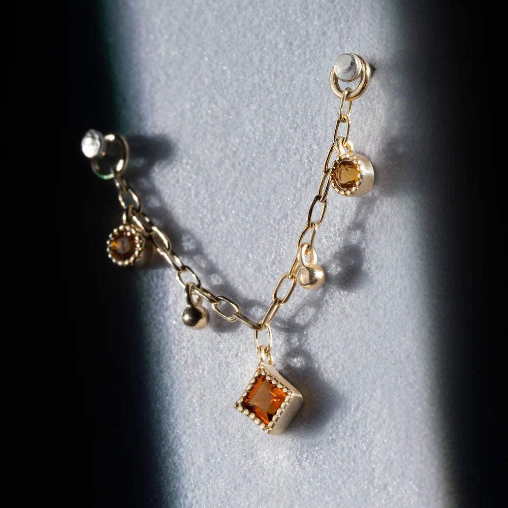 "Keepsake" Chain Attachment in Gold with Madeira Citrine