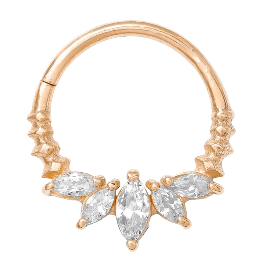 "Lotus Bloom" Continuous Ring in Gold with Gemstones
