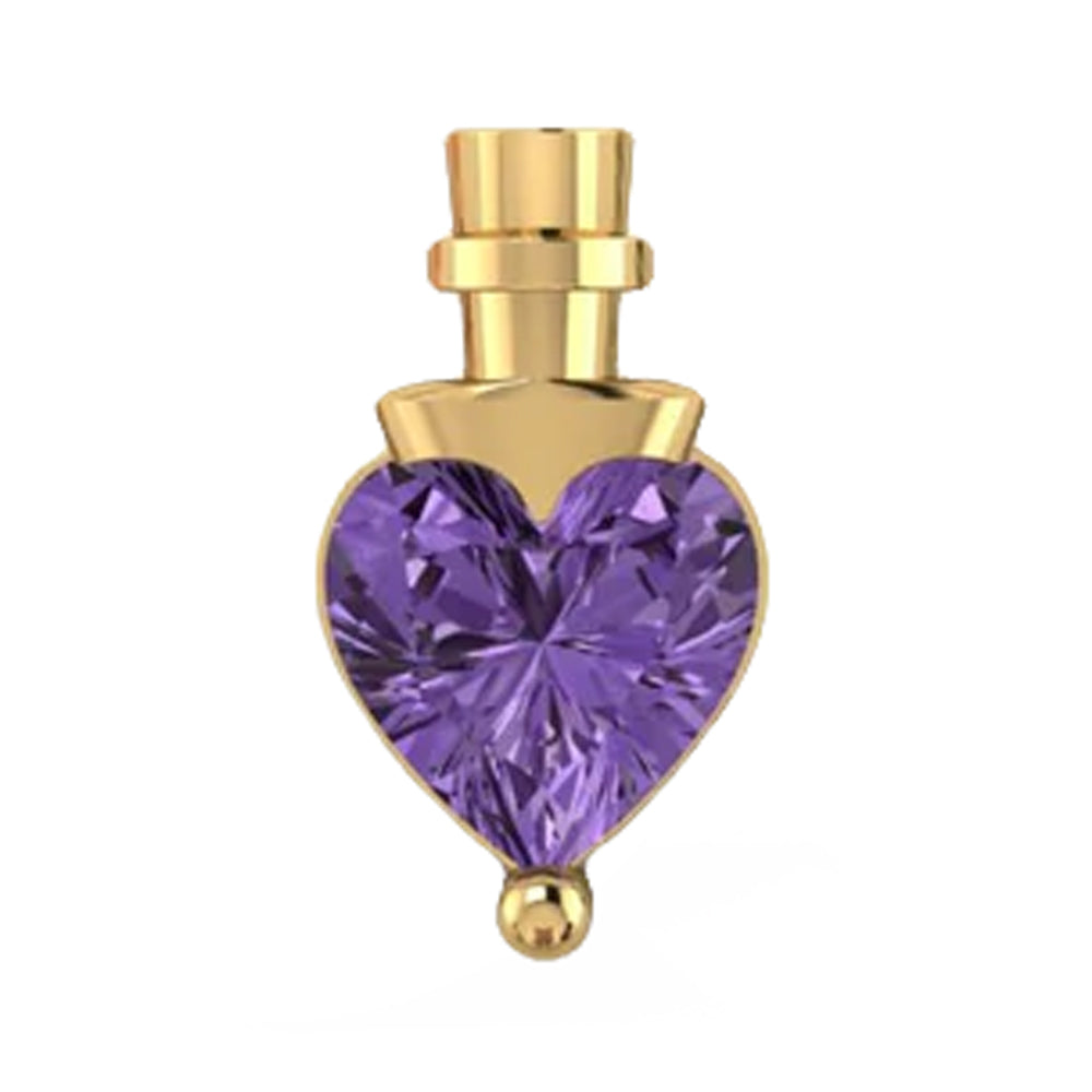 Potion Threaded End in Gold with Heart CZ