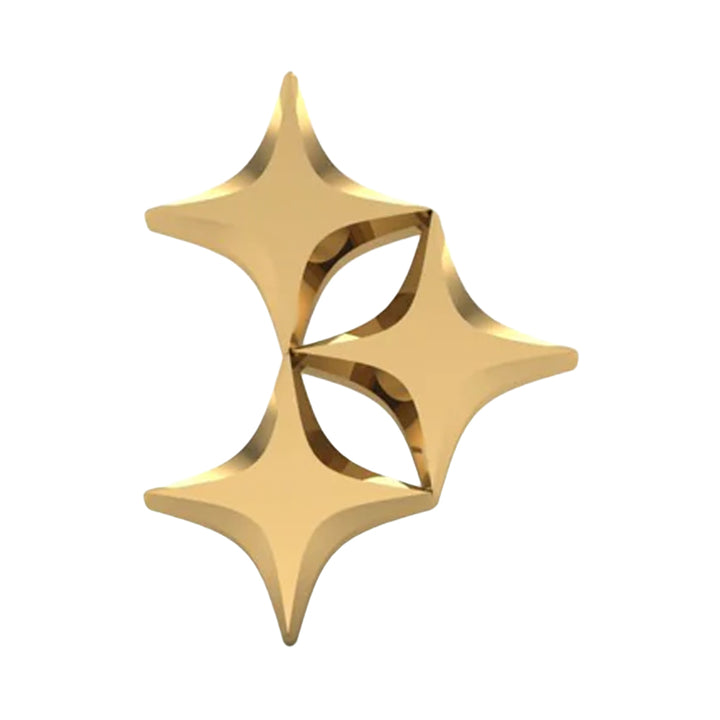 Triple Star Threaded End in Gold