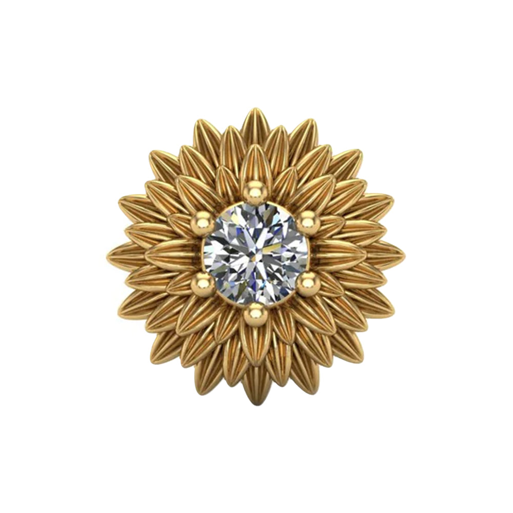 Wildflower Threaded End in Gold with Gemstone