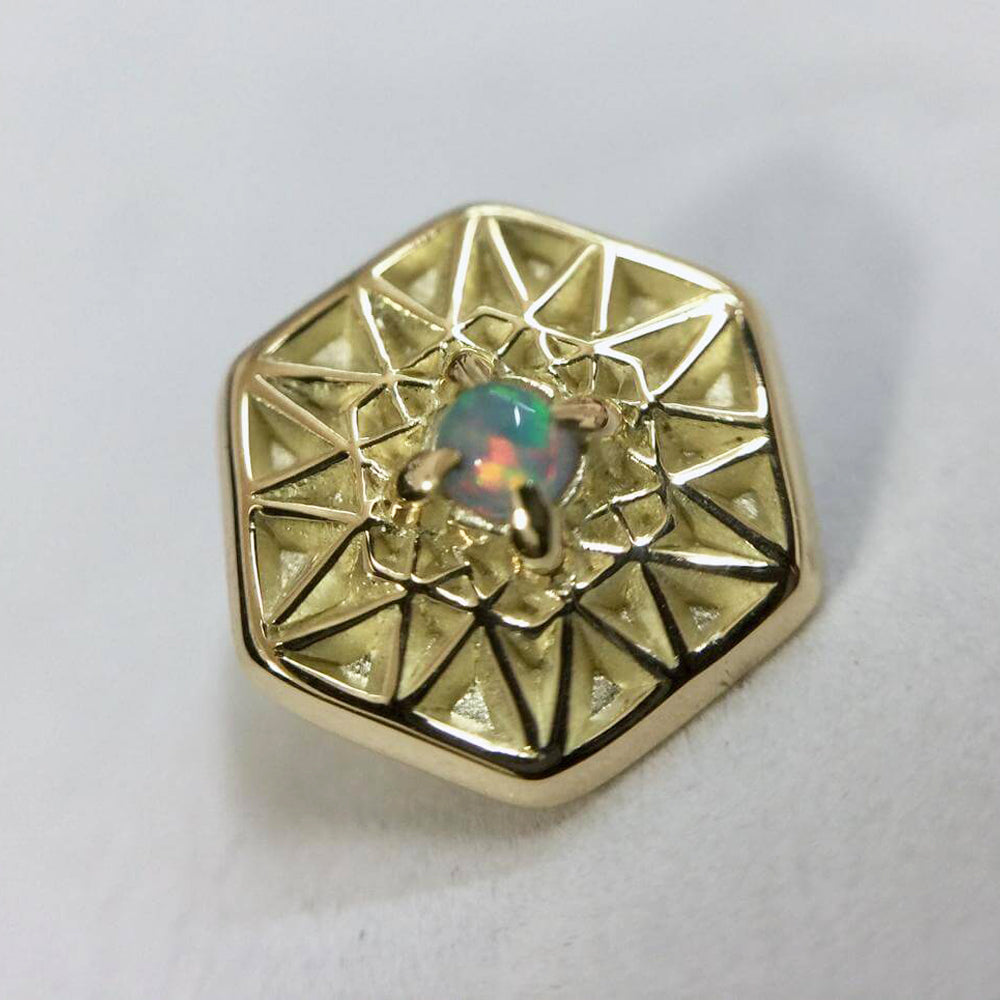 threadless: Geometric Hexagon End in Gold with Gemstone