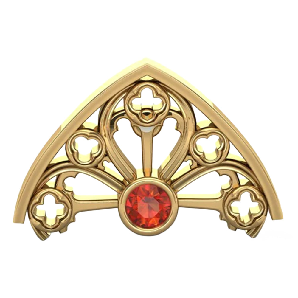 Tracery Window Threaded End in Gold with Gemstone